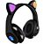 LED RGB zložljive brezžične naglavne slušalke KITTY CAT - črne  HITRA DOBAVA