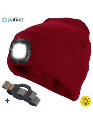 Kapa z LED lučko+ naglavni trak, Unisex, rdeča
