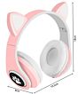 LED RGB zložljive brezžične naglavne slušalke KITTY CAT - roza 