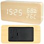 Elektronska budilka z USB, termometrom in higrometrom - Wood