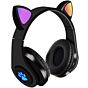 LED RGB zložljive brezžične naglavne slušalke KITTY CAT - črne  HITRA DOBAVA